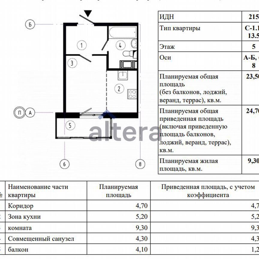 Квартира-студия, 24,7 м², 5/13 эт.