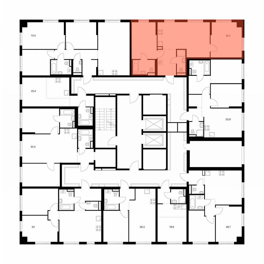 2-к. квартира, 61,7 м², 11/12 эт.