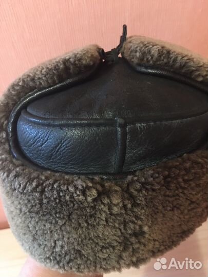 Мужская шапка -ушанка нат кожа и овчина