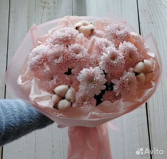 Хризантема Кустовая и хлопок Букет Доставка