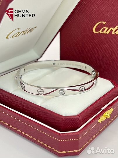 Браслет cartier love белое золото