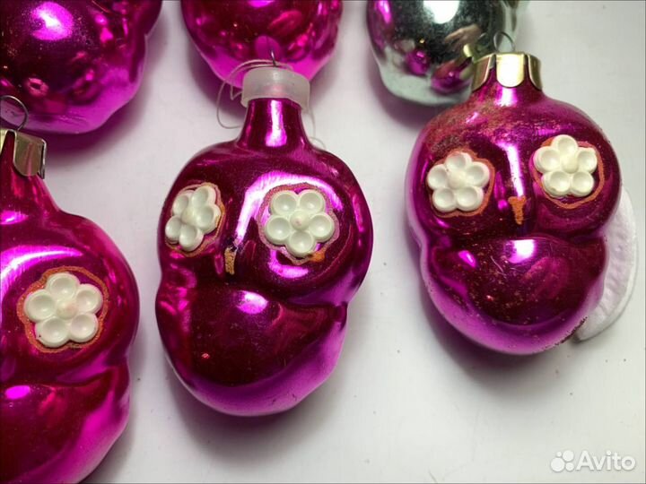 Цена за 8 шт Елочные игрушки совы СССР