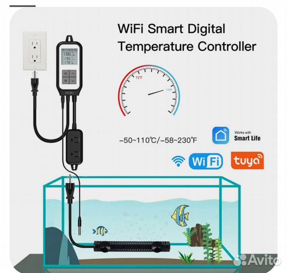 Умный термостат для аквариума Wi-Fi Tuya
