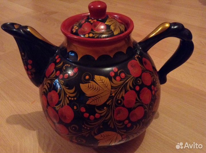 Чайник керамический хохлома