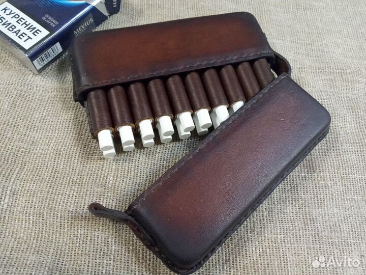 Портсигар кожаный классика