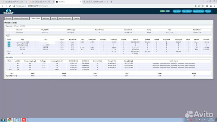 Antminer S17pro 58th рефит