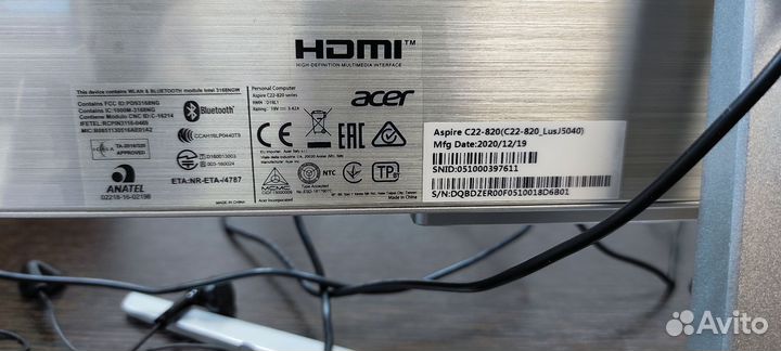 Моноблок acer aspire c22-820