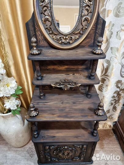 Старинная этажерка,шкаф, тумба с зеркалом