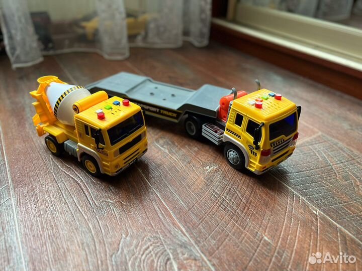 Грузовик и бетономешалка со звукои и светом