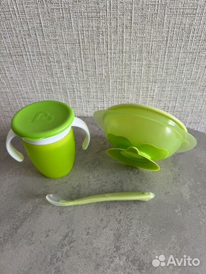 Поильник непроливайка munchkin, тарелочка, ложечка