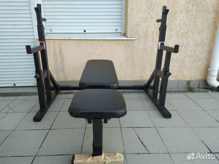 Скамья и стойки для жима штанги, усиленные