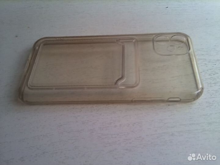 Бампер для iPhone прозрачный с карманом для карт