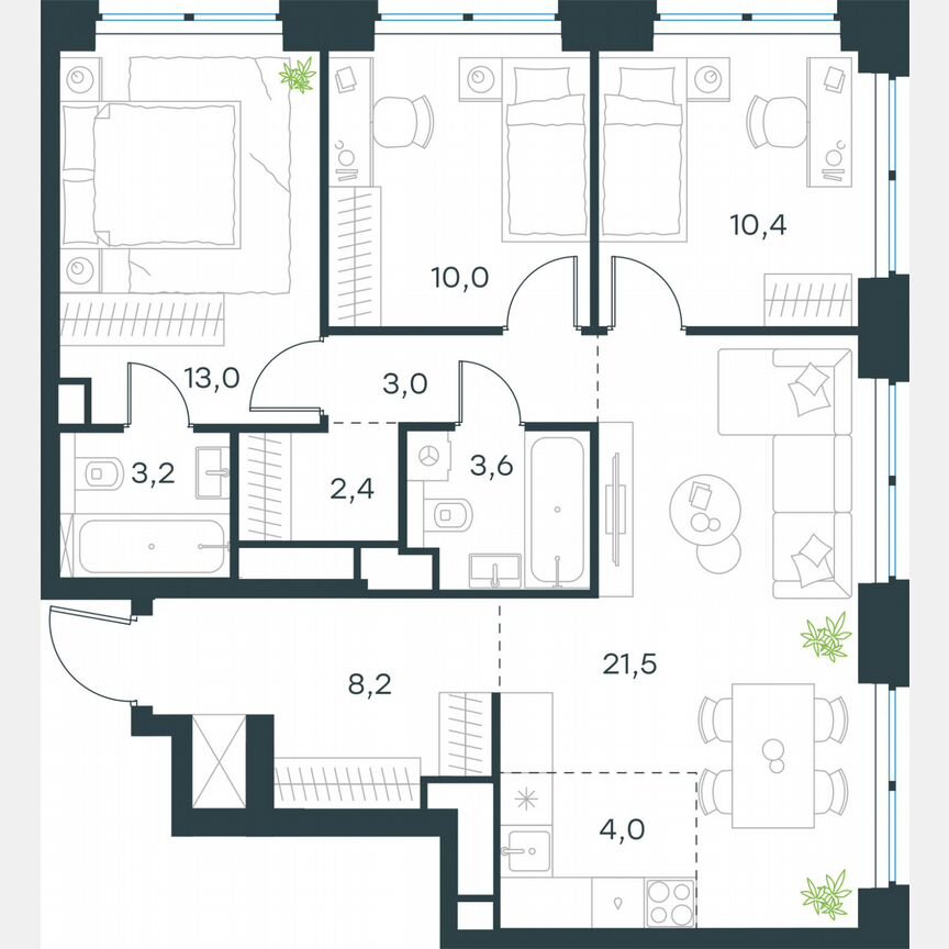 4-к. квартира, 79,3 м², 25/48 эт.