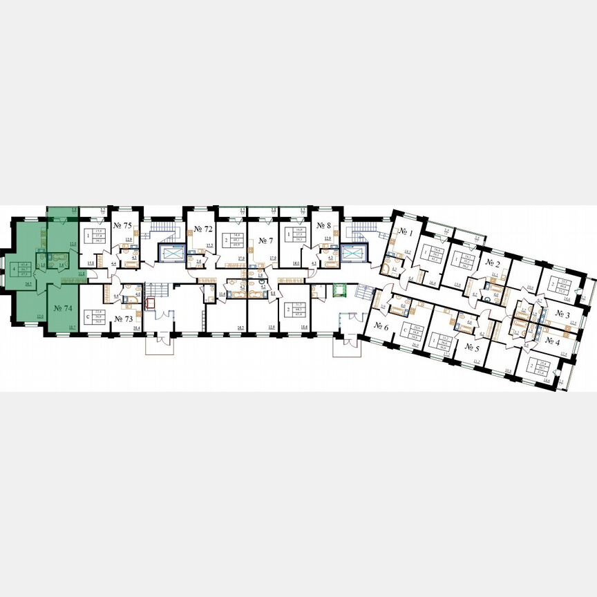 4-к. квартира, 87,8 м², 1/8 эт.