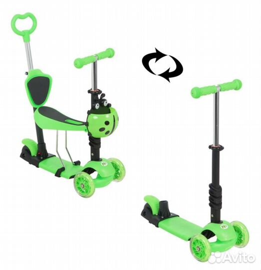 Самокат 5 в 1, салатовый остался, новый