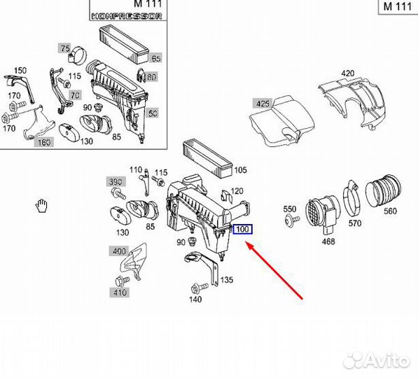 Корпус воздушного фильтра Mercedes C W203 111.951