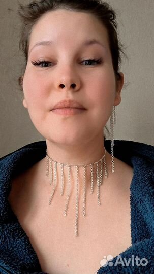 Колье на проволоке с цепочками ролло