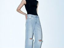 Новые голубые джинсы boyfriend с р�азрезами Zara 34