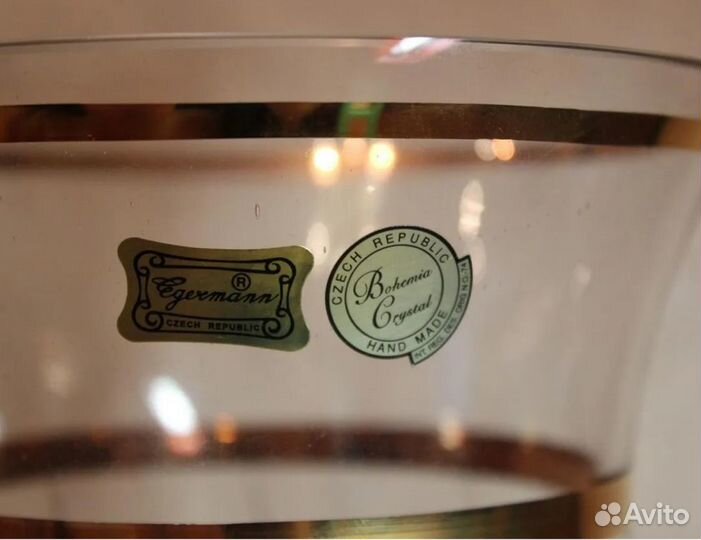 Ваза Богемия золото, хрусталь, сервизы чай, кружки