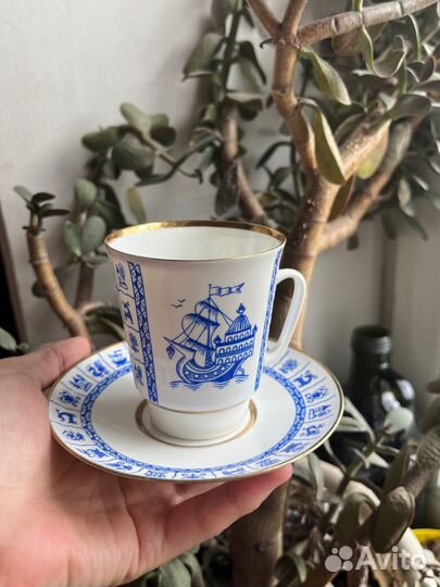 Чайная пара лфз СССР Кораблик