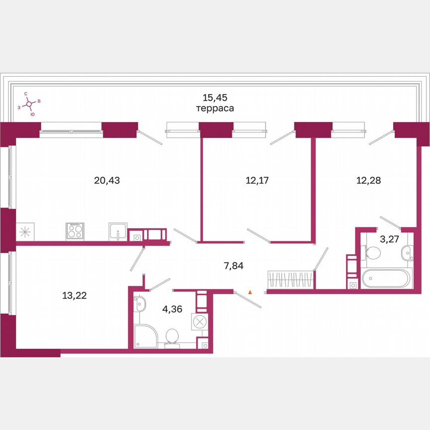 3-к. квартира, 78,2 м², 9/10 эт.