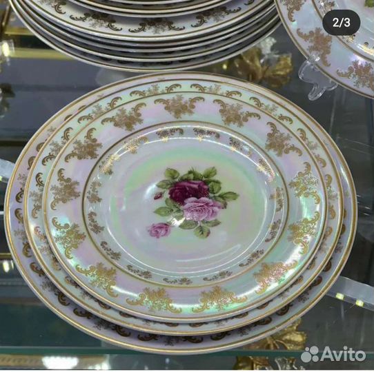 Наборы Тарелок Роза перламутр/чайный сервиз