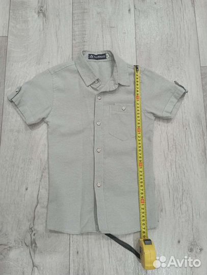 Рубашка для мальчика светло серая рост 128
