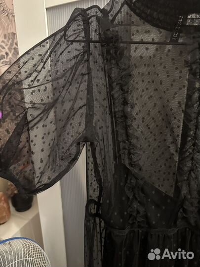 Платье hm zatra черное миди прозрачное