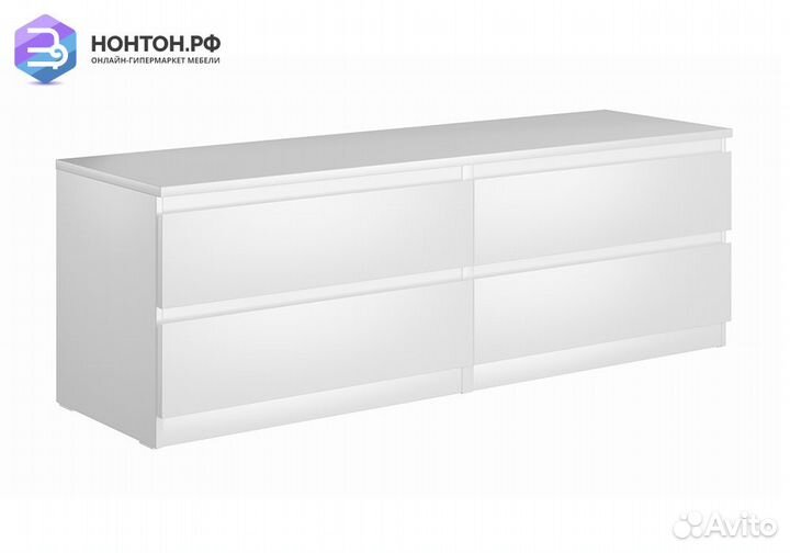Комод низкий Мальта 4 ящика белый