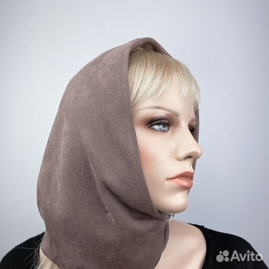 Капюшон трикотажный экозамша. Какао