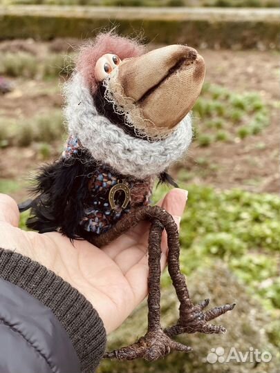 Текстильная интерьерная кукла ворона