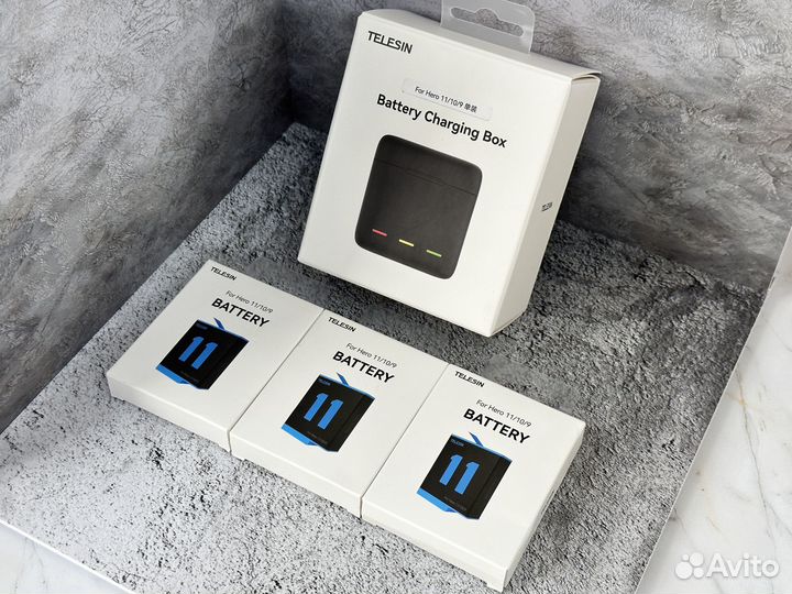Аккумулятор + зарядка для GoPro 11/10/9 Telesin 4