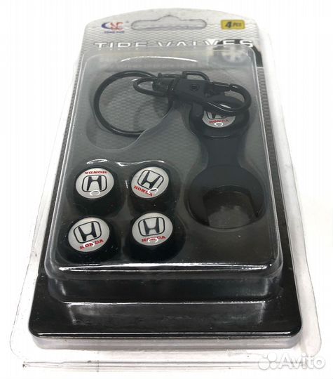 Колпачки на ниппеля - Honda (с ключом/черный/серый