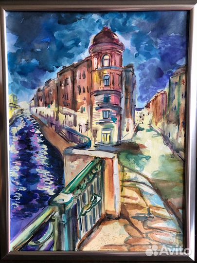 Картина Вечерний Санкт-Петербург акварель