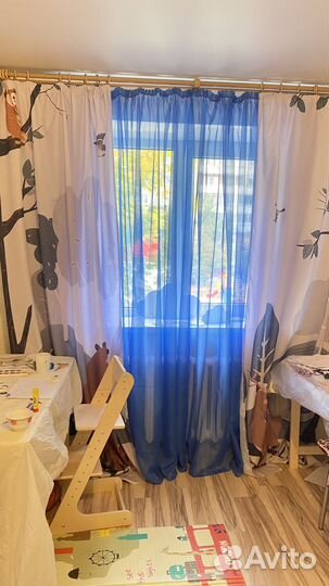 Тюль вуаль синяя