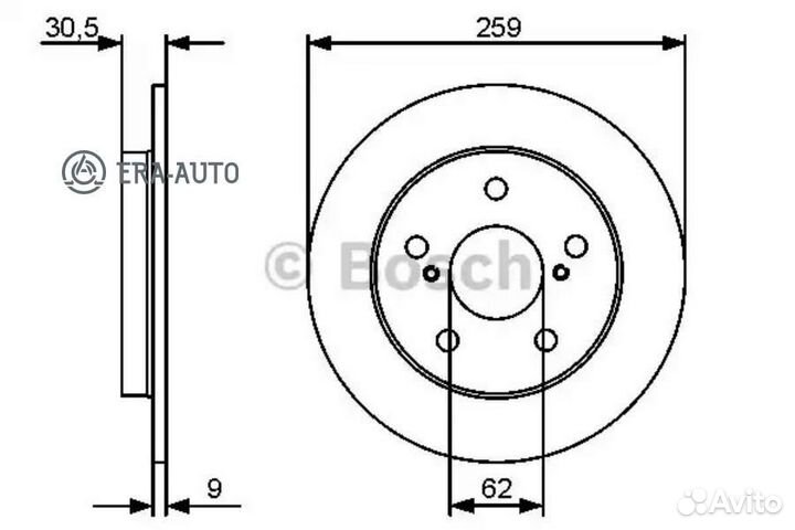 Bosch 0986479418 Диск торм. зад.259x9 5 отв