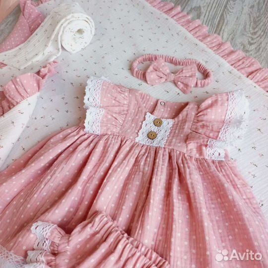 Платье и конверт из муслина Новый