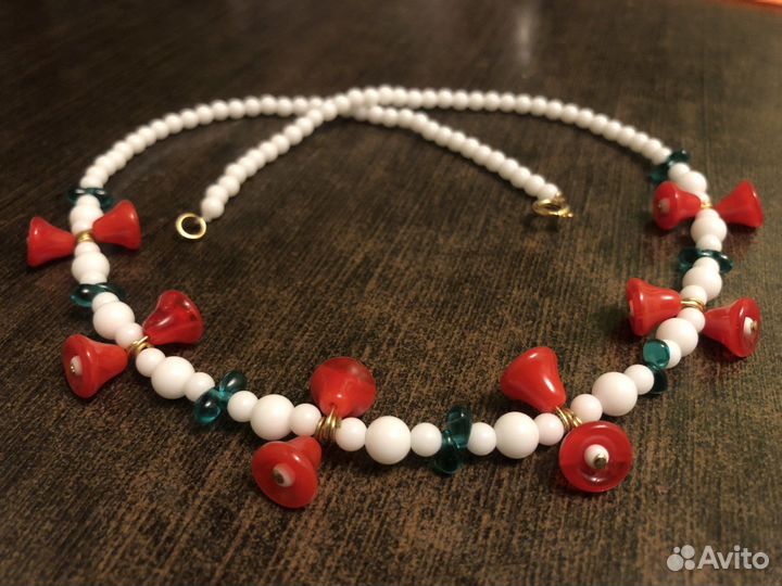 Бусы Чехия стекло цветы винтаж