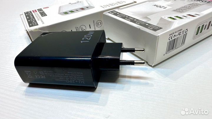 Блок питания зарядный 120W / 3-USB 2-type-C Чёрный