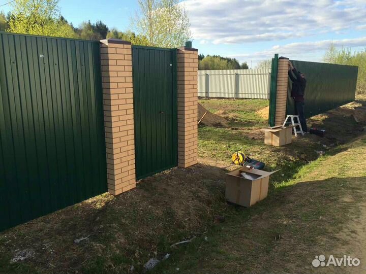 Забор профнастил 30 м, пикс столбы - под ключ