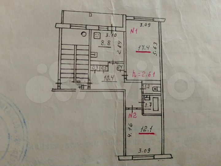 2-к. квартира, 53,8 м², 2/5 эт.