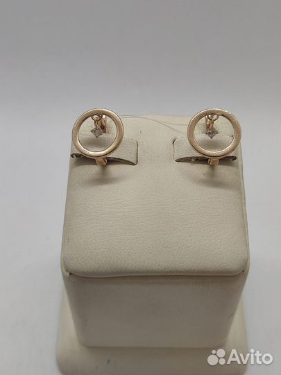Золотые серьги С камнем 585 (мар)
