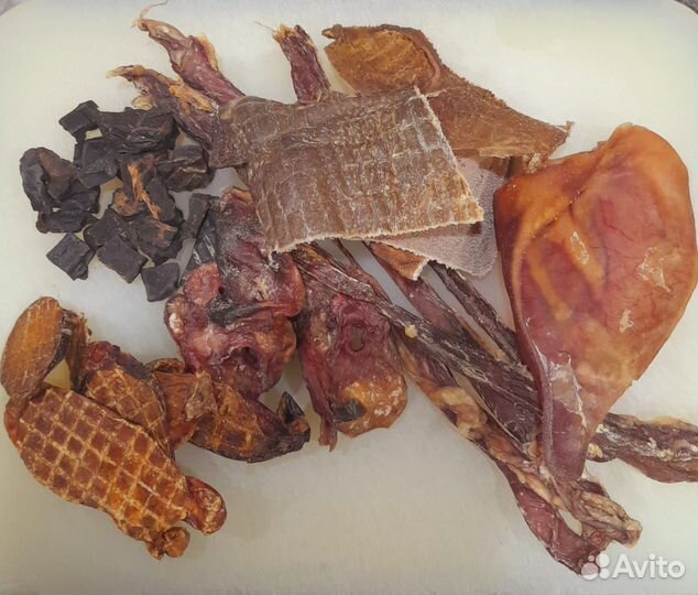 Мясо для собак. Субпродукты. Сушеные лакомства
