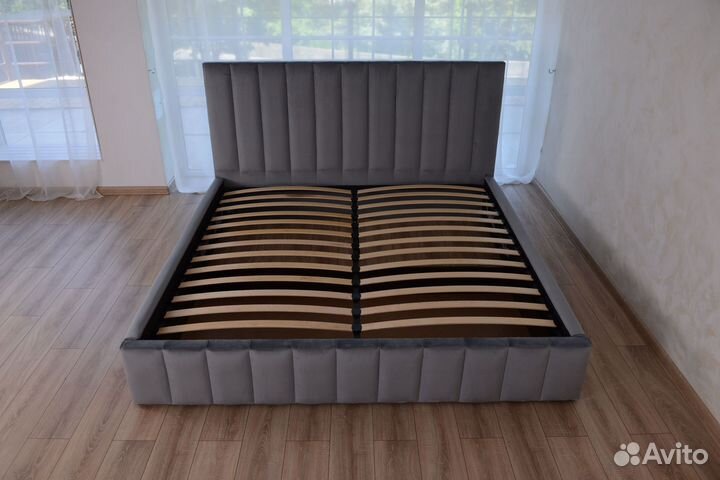 Кровать 180х200 серый велюр Богема