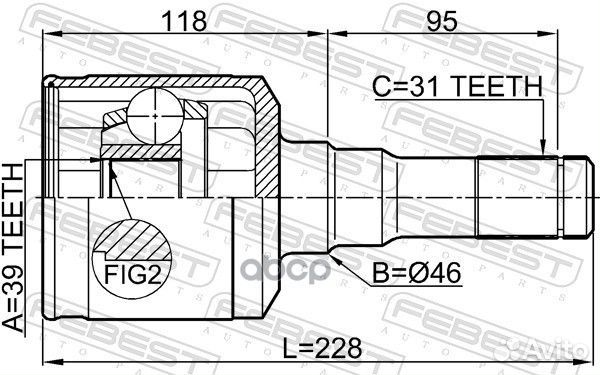 Шрус внутр левый ford F150/F250/F350 2004-2014