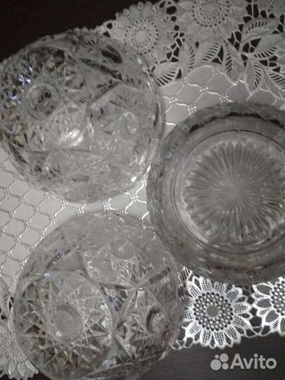 Хрусталь, вазочки, ладьи, стаканы