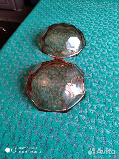 Пара вазочек янтарного оттенка стекло стекло СССР