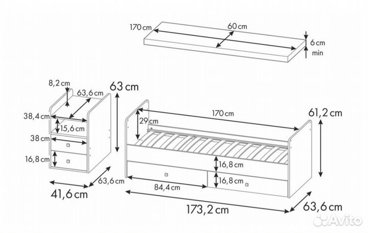 Детская кроватка трансформер с ортопед. матрасом
