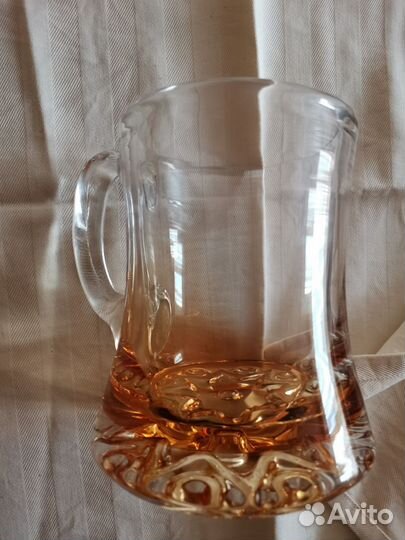 Кружка пивная цветное стекло Богемия чсср