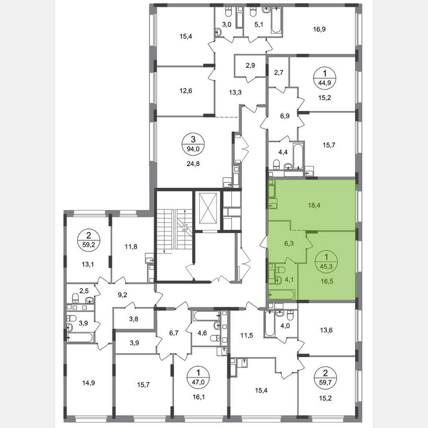 1-к. квартира, 45,3 м², 6/17 эт.